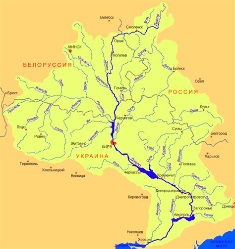 река днепр на спутниковой карте